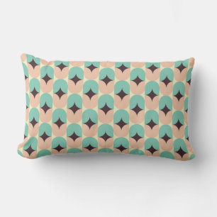 Geometrisch patroon van turquoise, beige en zwarte kussen