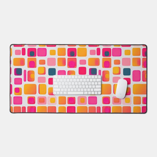 Geometrisch patroon van vierkante kleurblokken Roz Bureaumat (Keyboard & Muis)