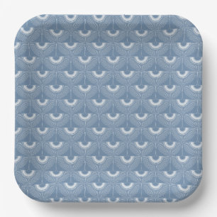 Geometrisch patroon van vliegende zwaan in blauw papieren bordje