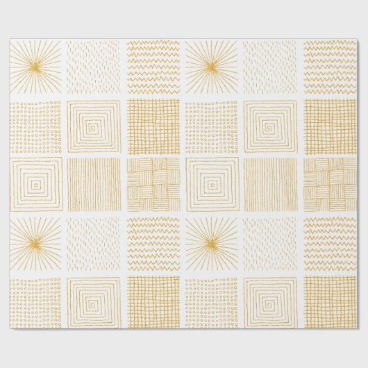 Geometrisch patroon van witte en gouden textuur cadeaupapier (Vlak)