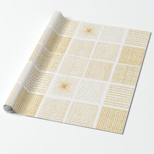 Geometrisch patroon van witte en gouden textuur cadeaupapier