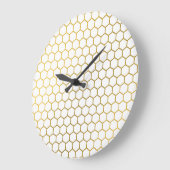 Geometrisch patroon van witte en goudhexagon grote klok (Hoek)