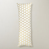 Geometrisch patroon van witte en goudhexagon lichaamskussen (Achterkant (Verticaal))