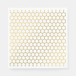 Geometrisch patroon van witte en goudhexagon servet