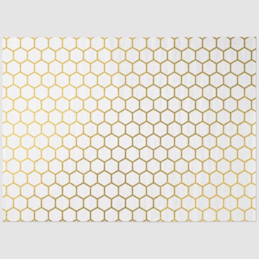 Geometrisch patroon van witte en goudhexagon tissuepapier (Voorkant)