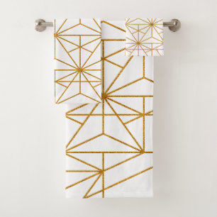 Geometrisch patroon van witte en goudkunstdeco bad handdoek