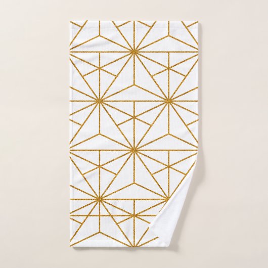 Geometrisch patroon van witte en goudkunstdeco bad handdoek (Handdoek)