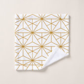 Geometrisch patroon van witte en goudkunstdeco bad handdoek (Wasdoekje)