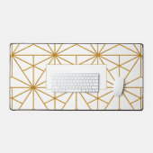 Geometrisch patroon van witte en goudkunstdeco bureaumat (Keyboard & Muis)