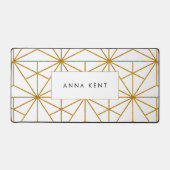 Geometrisch patroon van witte en goudkunstdeco bureaumat (Voorkant)