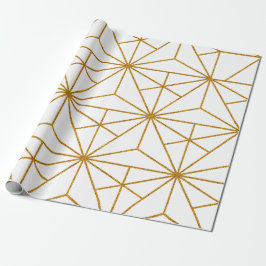 Geometrisch patroon van witte en goudkunstdeco cadeaupapier