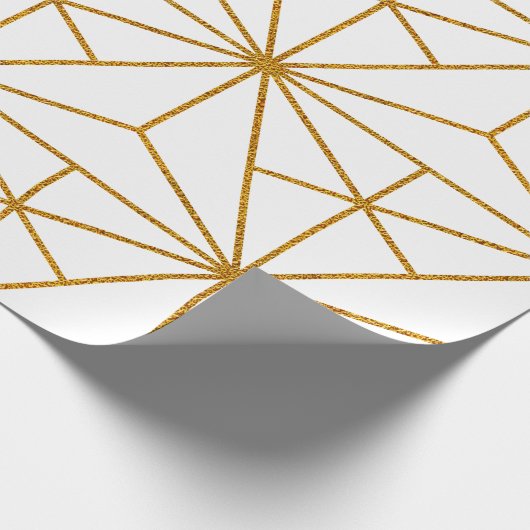 Geometrisch patroon van witte en goudkunstdeco cadeaupapier (Hoek)