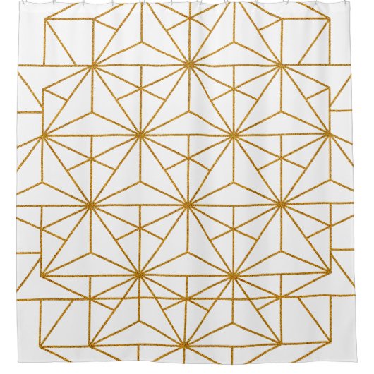 Geometrisch patroon van witte en goudkunstdeco douchegordijn (Voorkant)