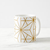Geometrisch patroon van witte en goudkunstdeco koffiemok (Voorkant rechts)