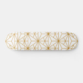 Geometrisch patroon van witte en goudkunstdeco persoonlijk skateboard (Horizontaal)