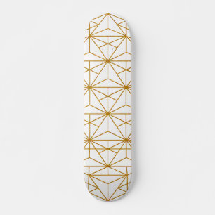 Geometrisch patroon van witte en goudkunstdeco persoonlijk skateboard