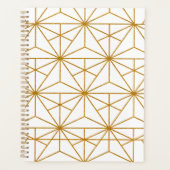 Geometrisch patroon van witte en goudkunstdeco planner (Voorkant)