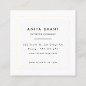 Geometrisch patroon van witte en goudkunstdeco vierkante visitekaartje (Achterkant)