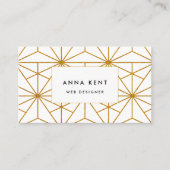 Geometrisch patroon van witte en goudkunstdeco visitekaartje (Voorkant)