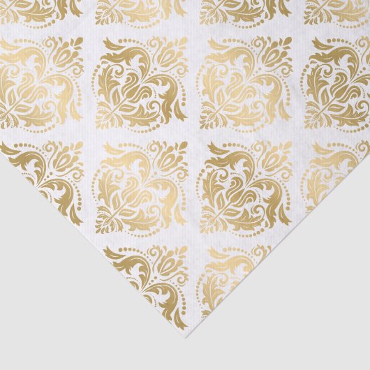 Geometrisch patroon van witte en goudvlies tissuepapier (Detail)