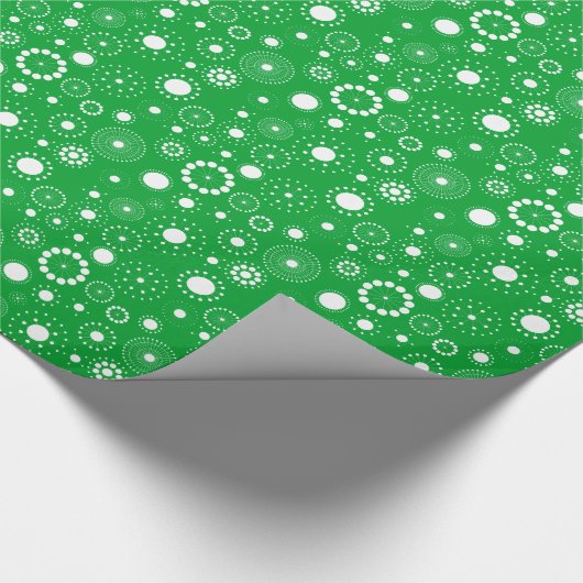 Geometrisch patroon van witte en groene cirkels cadeaupapier (Hoek)