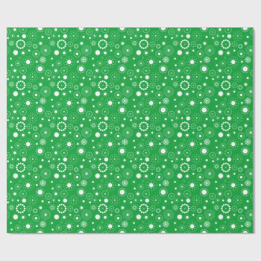 Geometrisch patroon van witte en groene cirkels cadeaupapier (Vlak)