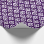 Geometrisch patroon van witte en Paarse Floral Dam Cadeaupapier (Hoek)