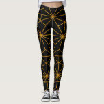 Geometrisch patroon van zwart-goudkunstdeco leggings<br><div class="desc">Krijg een trendy paar leggings met een origineel ontwerp! Een enigszins retro maar modern art deco zwart en goud patroon.</div>