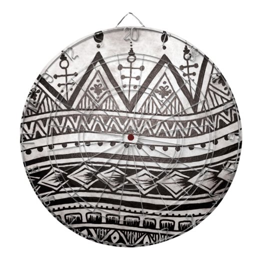 Geometrisch patroon van zwart-wit Tattoo Dartbord (Voorkant)