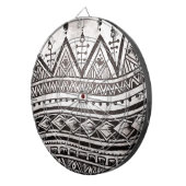 Geometrisch patroon van zwart-wit Tattoo Dartbord (Voorkant Rechts)