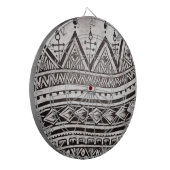Geometrisch patroon van zwart-wit Tattoo Dartbord (Voorkant Links)