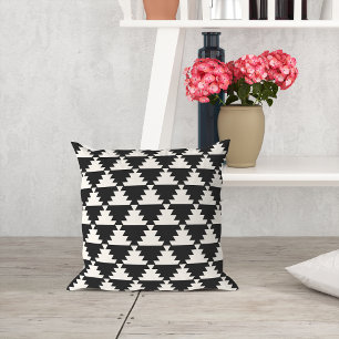 Geometrisch patroon van zwarte en Cream Modern Azt Kussen