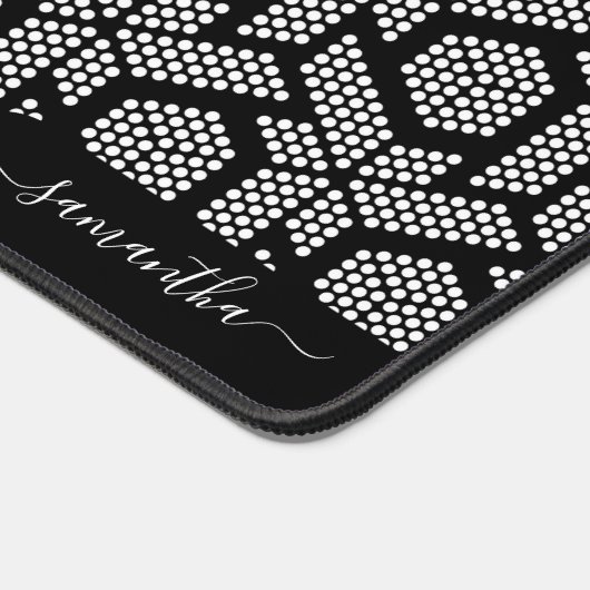 Geometrisch patroon van zwarte en witte stippen bureaumat (Hoek)