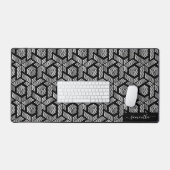 Geometrisch patroon van zwarte en witte stippen bureaumat (Keyboard & Muis)