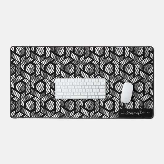 Geometrisch patroon van zwarte en witte stippen bureaumat (Keyboard & Muis)