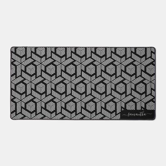 Geometrisch patroon van zwarte en witte stippen bureaumat (Voorkant)