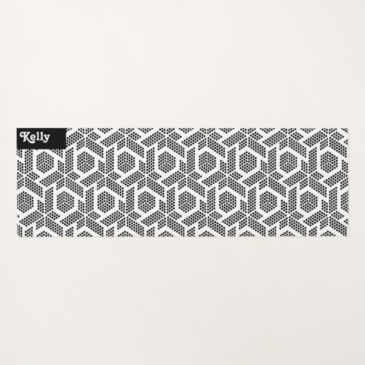Geometrisch patroon van zwarte en witte stippen yogamat (Achterkant (horizontaal))