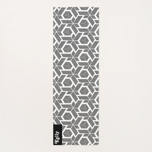 Geometrisch patroon van zwarte en witte stippen yogamat (Achterkant)