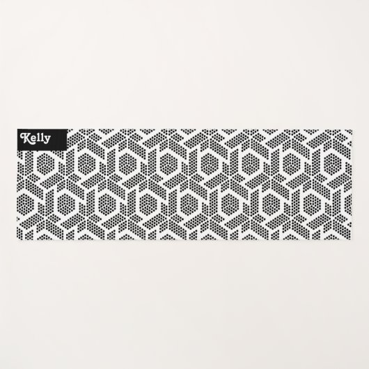 Geometrisch patroon van zwarte en witte stippen yogamat (Voorkant (horizontaal))