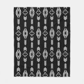Geometrisch patroon van zwarte en witte tribben fleece deken (Voorkant)