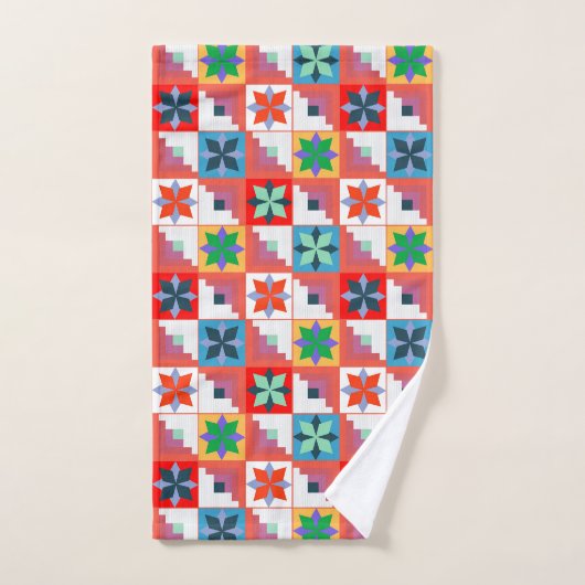 Geometrisch patroon veelkleurige patchwork bad handdoek (Handdoek)