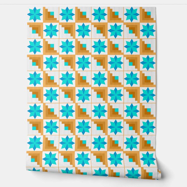 Geometrisch patroon veelkleurige patchwork behang (Afrollen)