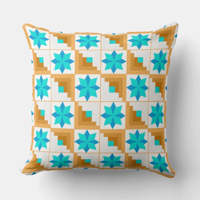 Geometrisch patroon veelkleurige patchwork kussen (Voorkant)