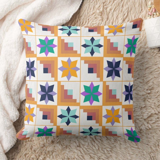 Geometrisch patroon veelkleurige patchwork kussen (Deken)