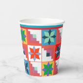 Geometrisch patroon veelkleurige patchwork papieren bekers (Achterkant)