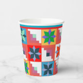 Geometrisch patroon veelkleurige patchwork papieren bekers (Links)