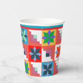 Geometrisch patroon veelkleurige patchwork papieren bekers (Rechts)