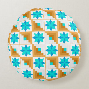 Geometrisch patroon veelkleurige patchwork rond kussen