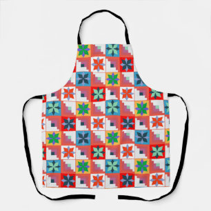 Geometrisch patroon veelkleurige patchwork schort
