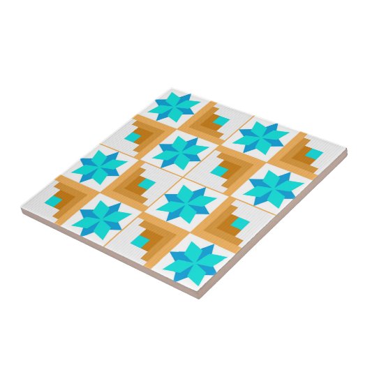 Geometrisch patroon veelkleurige patchwork tegeltje (Zijkant)